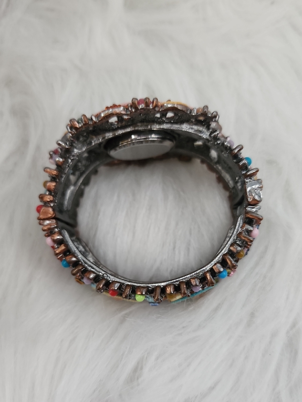 Narmi Colorful Beaded Floral Bracelet Watch - Multicolor, Needs Battery Put In - Picture 3 of 7